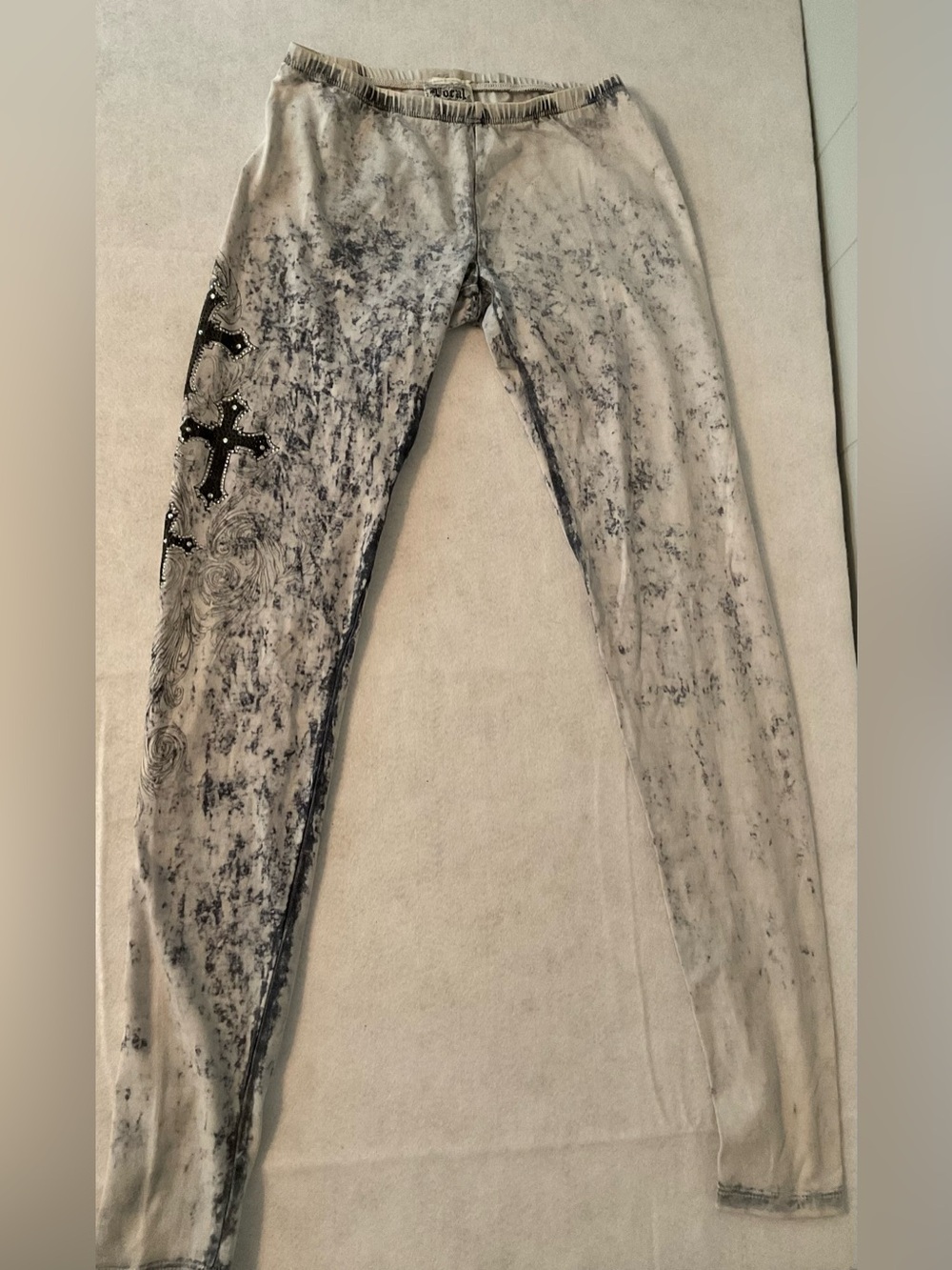 Vocal Embellished Cross Pants Distressed Western Boho